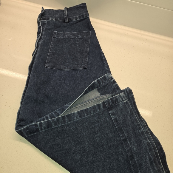 Free People Denim Womens Blue Midi Making Me Crazy Button Fridge Retro Skirt - Picture 10 of 11